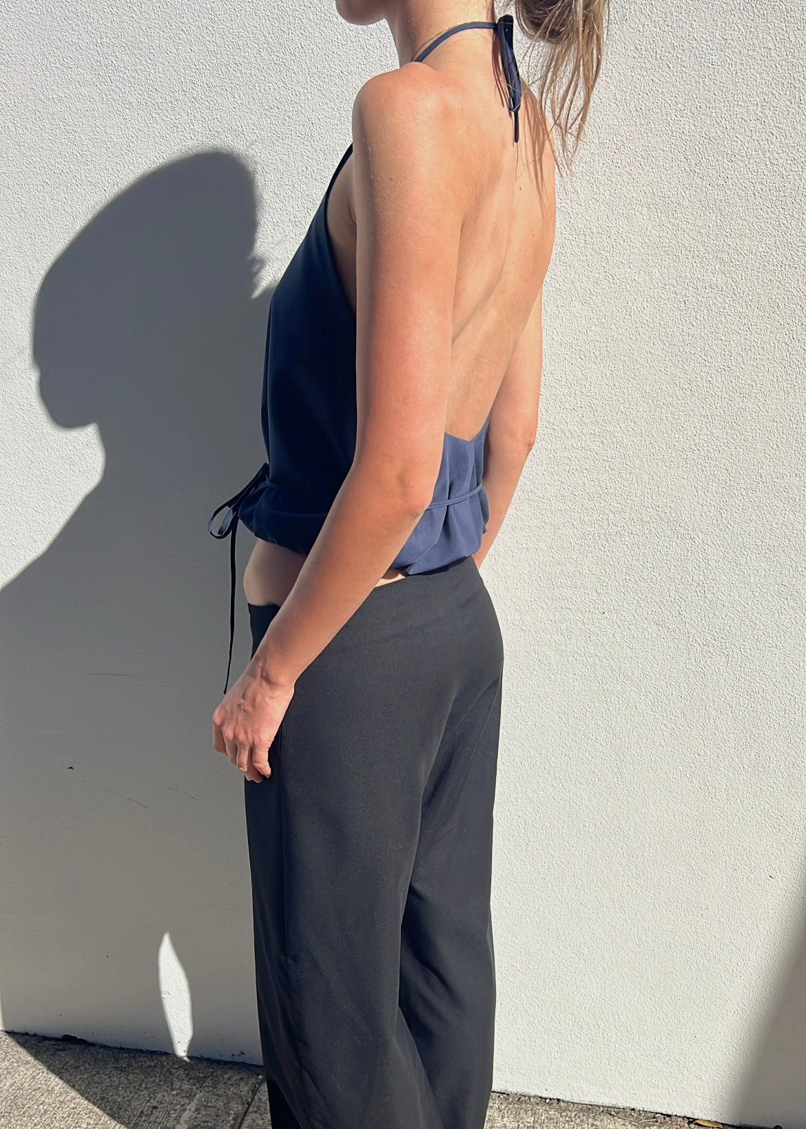 WAIST TIE HALTER NAVY