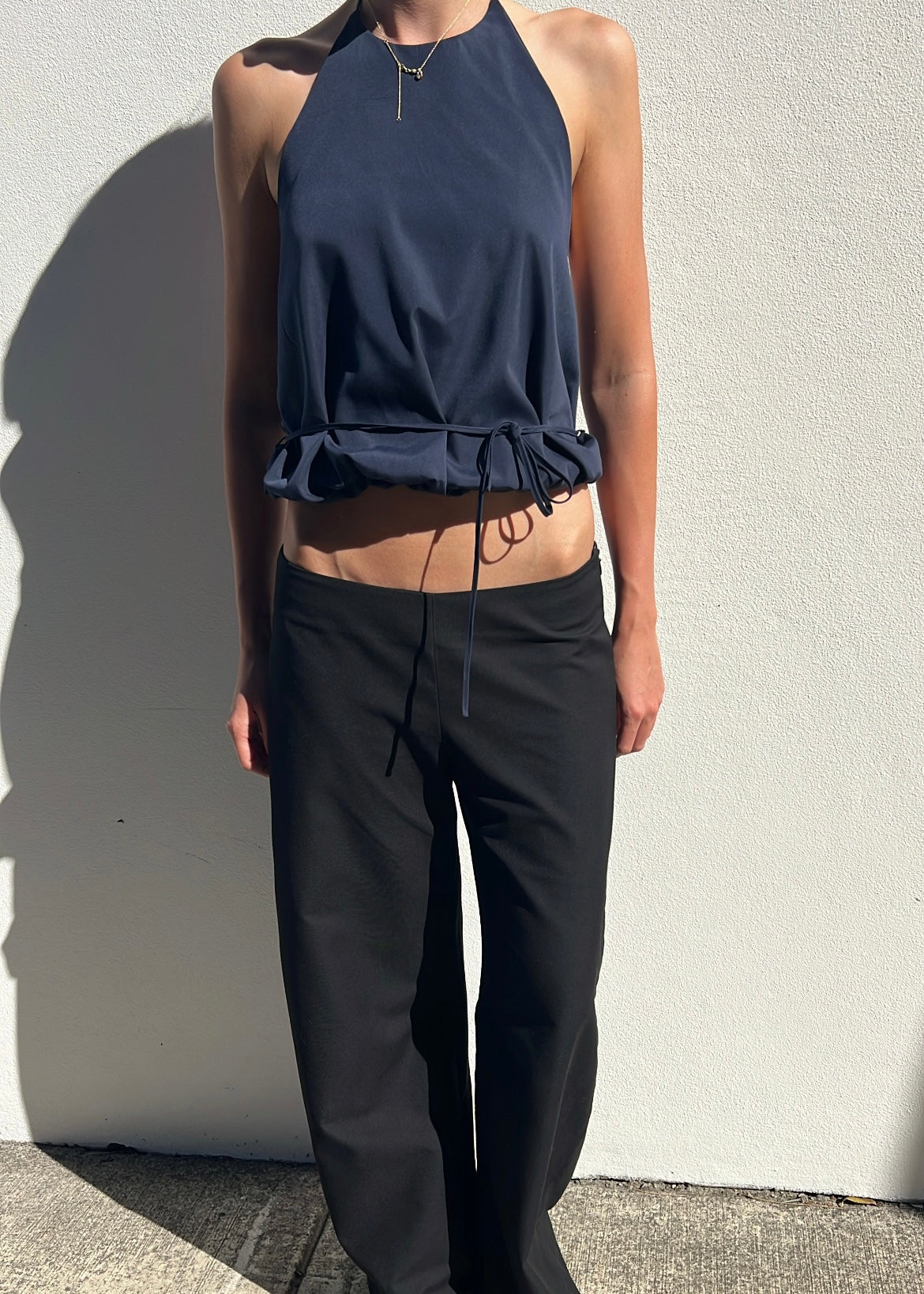 WAIST TIE HALTER NAVY