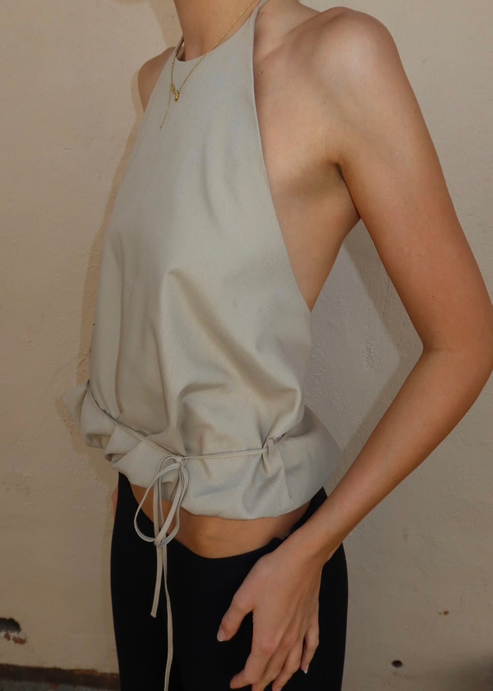 WAIST TIE HALTER SAND