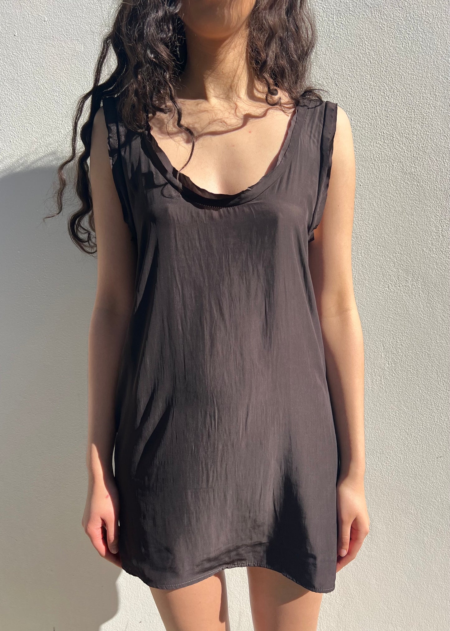 Ruffle trim slip dress