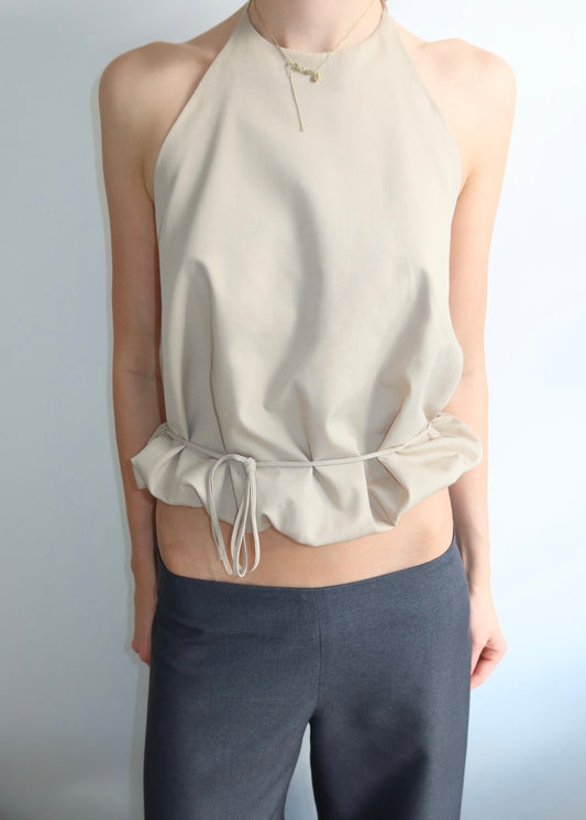 Waist Tie Halter. Sand