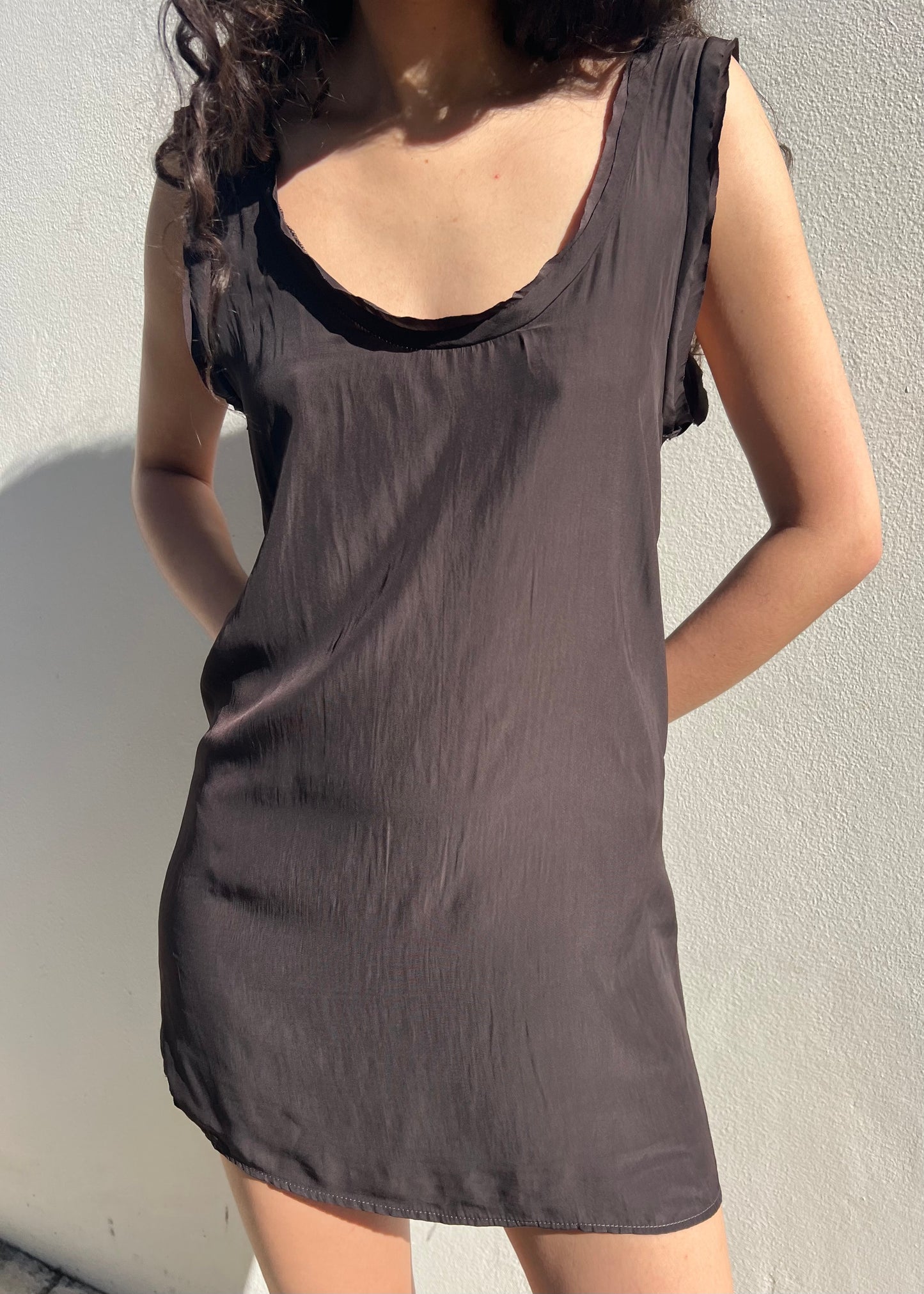 Ruffle trim slip dress