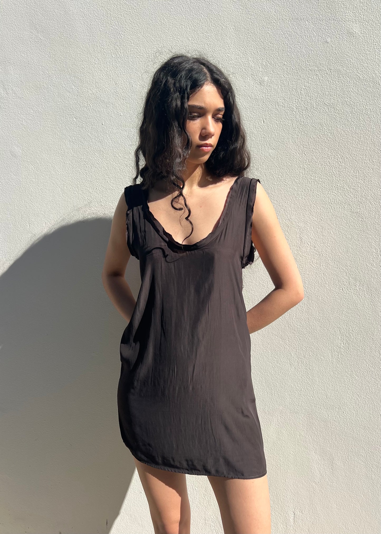 Ruffle trim slip dress