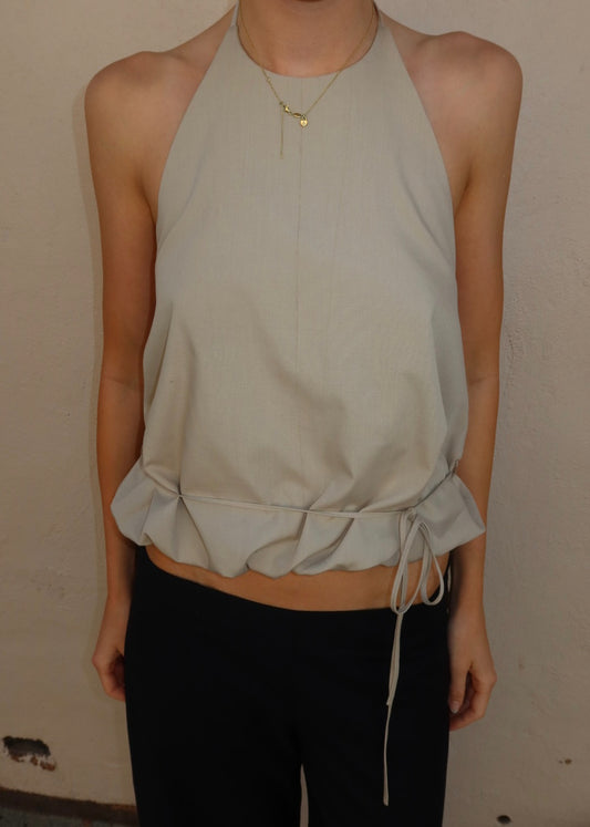 WAIST TIE HALTER SAND