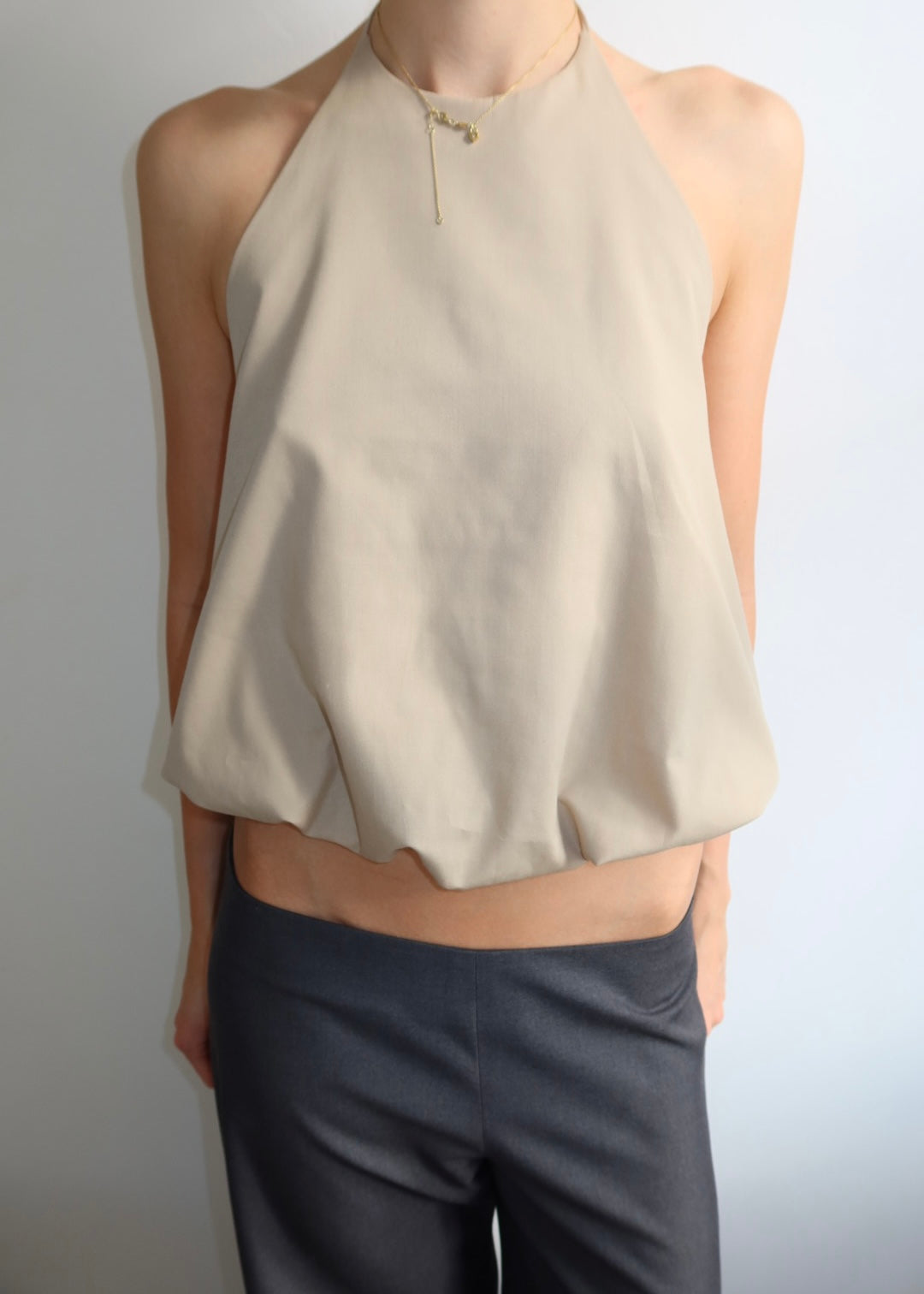 Waist Tie Halter. Sand