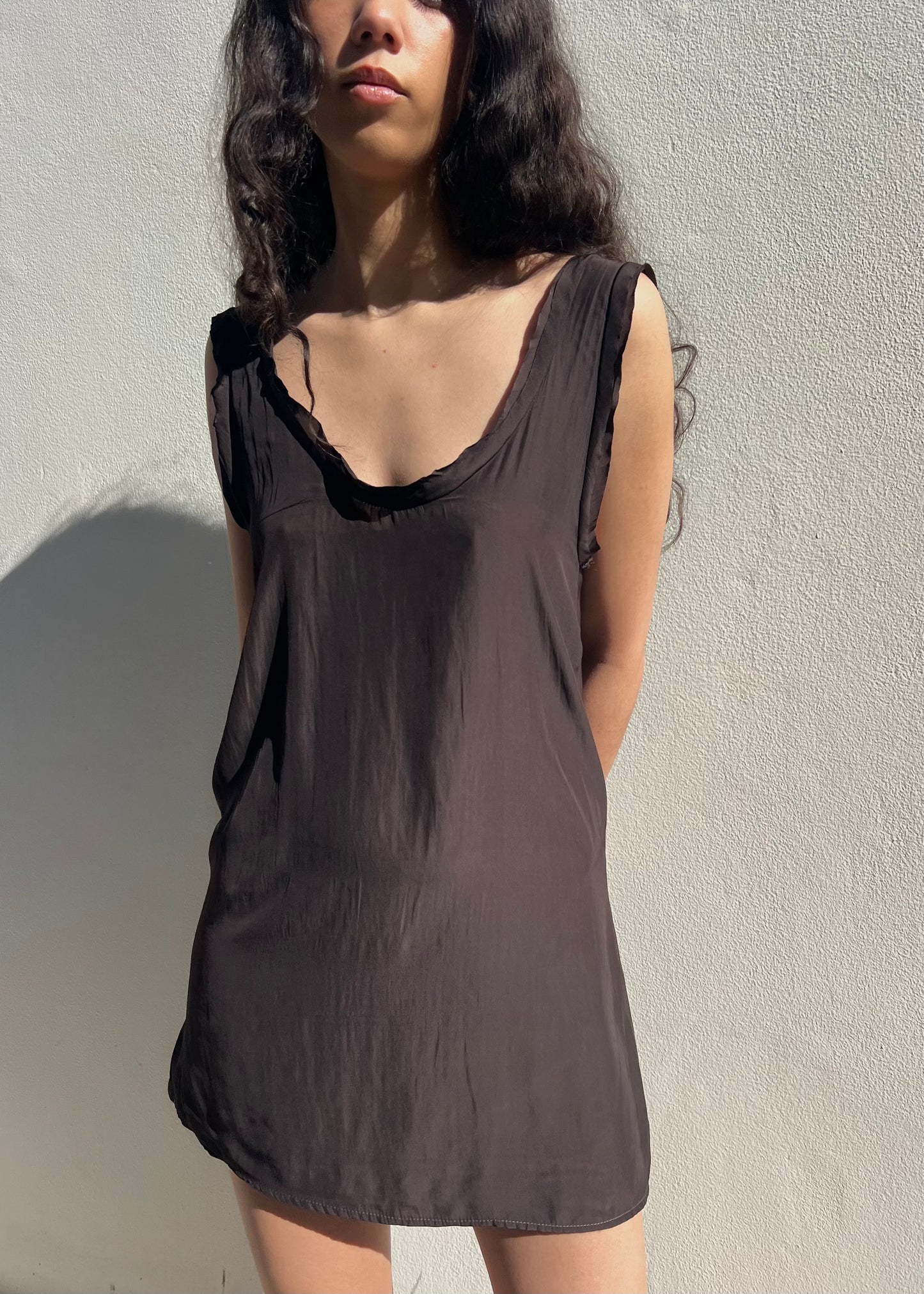 Ruffle trim slip dress