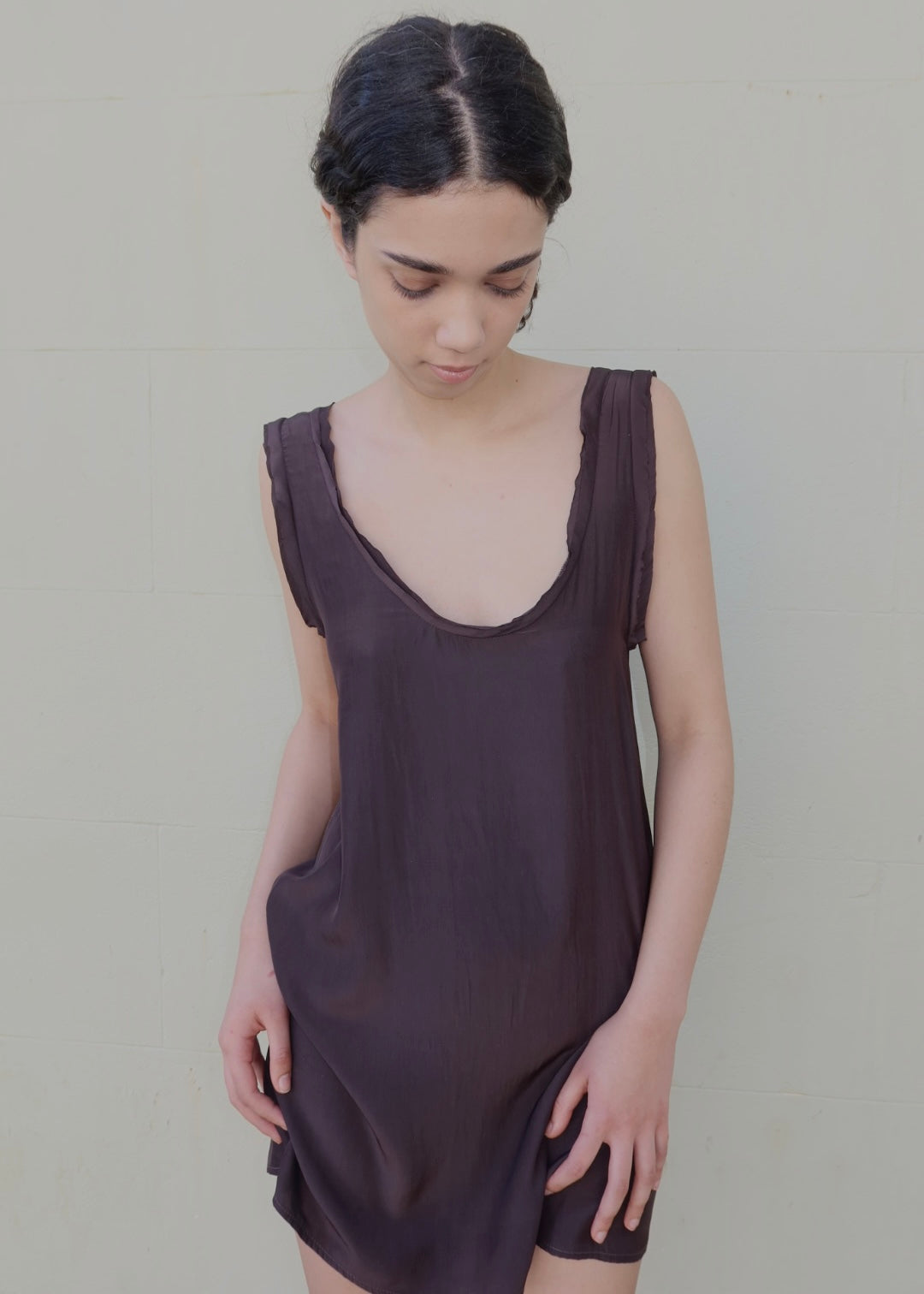 Ruffle trim slip dress