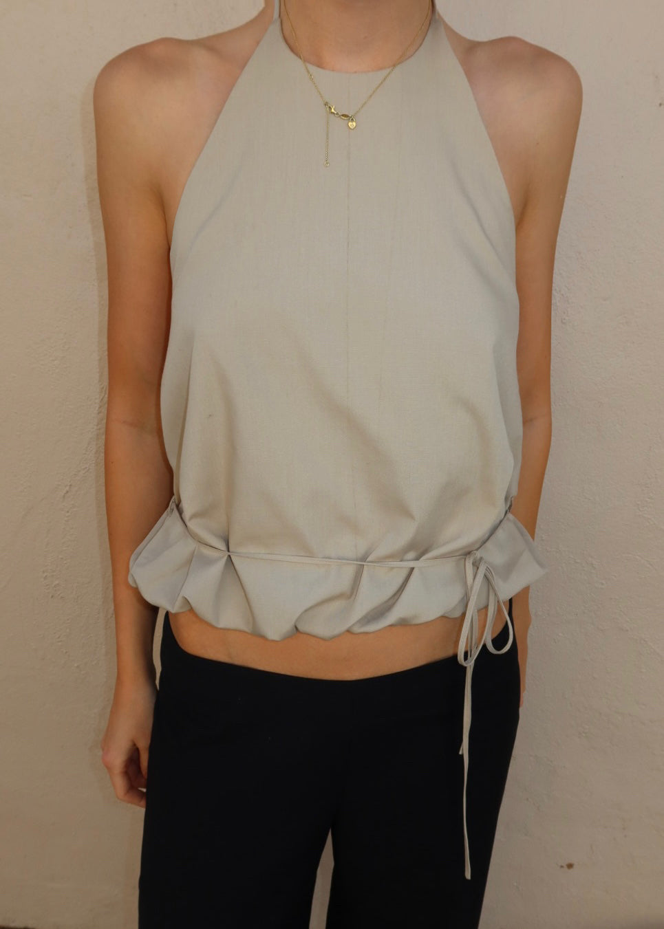 WAIST TIE HALTER SAND