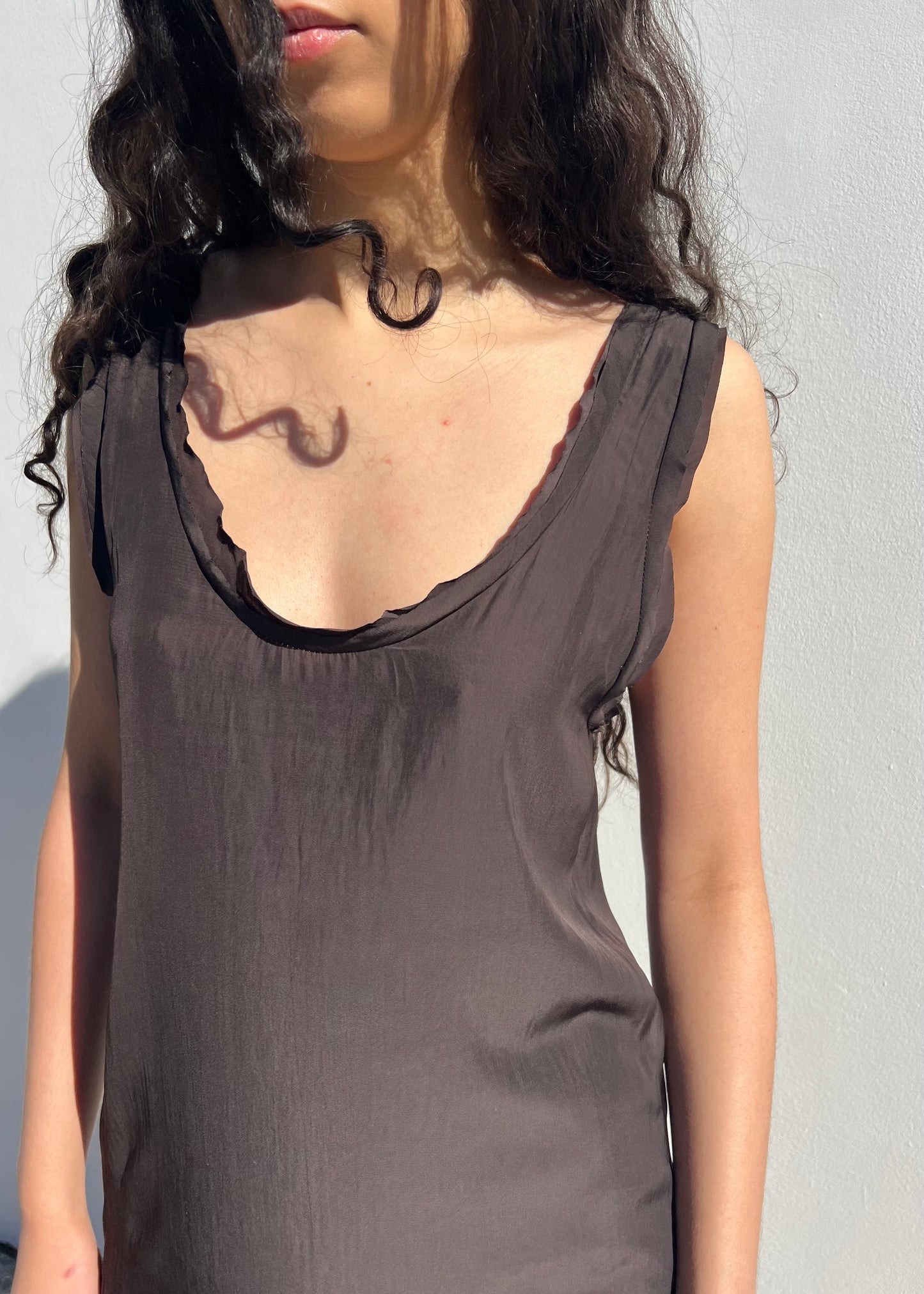 Ruffle trim slip dress