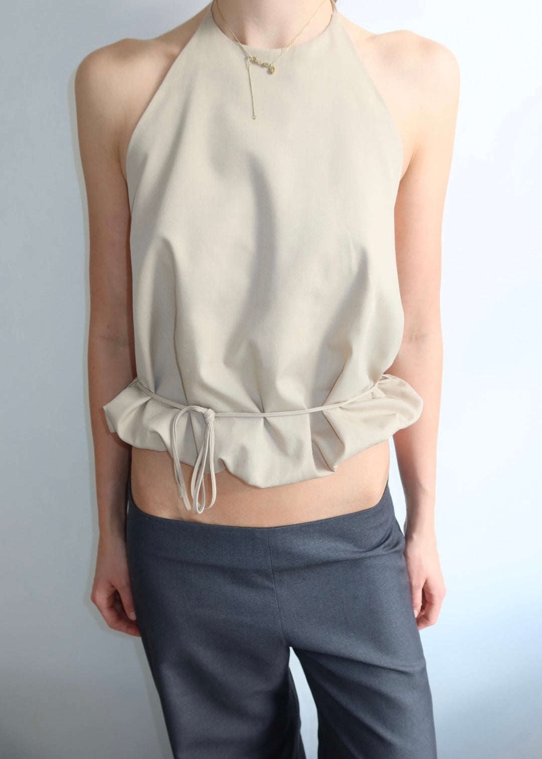 Waist Tie Halter. Sand